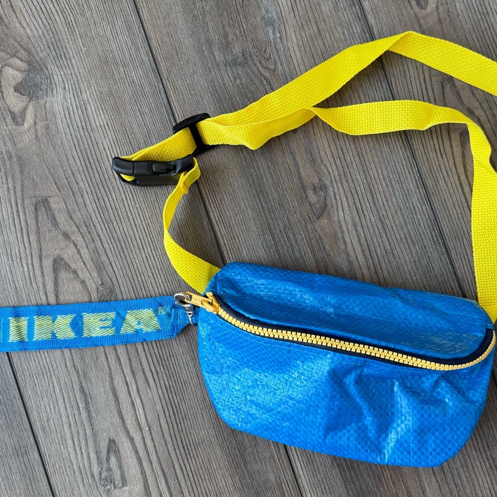 Recycled IKEA Blue and Yellow Fanny Pack with Adjustable Strap